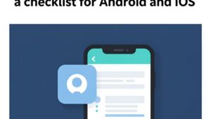 Современная иллюстрация со смартфонами и чек-листом для выбора приложения легального букмекера на Android и iOS
